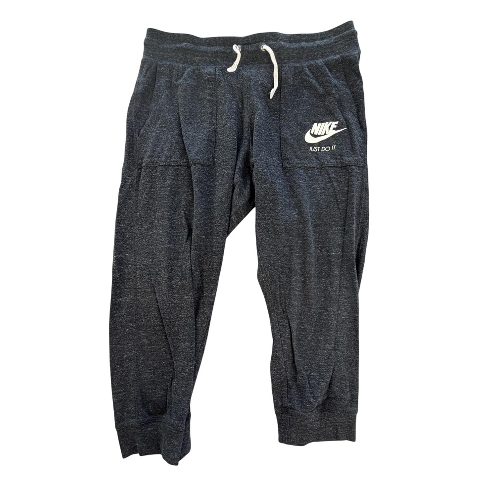 Nike Jogger Cropped Capris Pants Womens Medium 32x21 Gray Sweatpants Drawstring